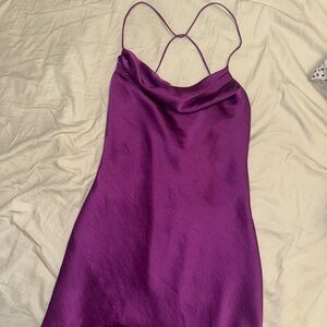 Aritzia Purple Satin Slip Dress